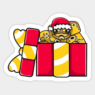 Cute Pastel Ball Python in Christmas Gift Sticker